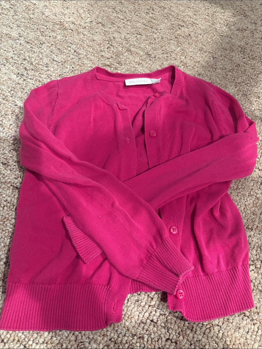 The Children's Place Hot Pink Button-Front Crewneck Cardigan